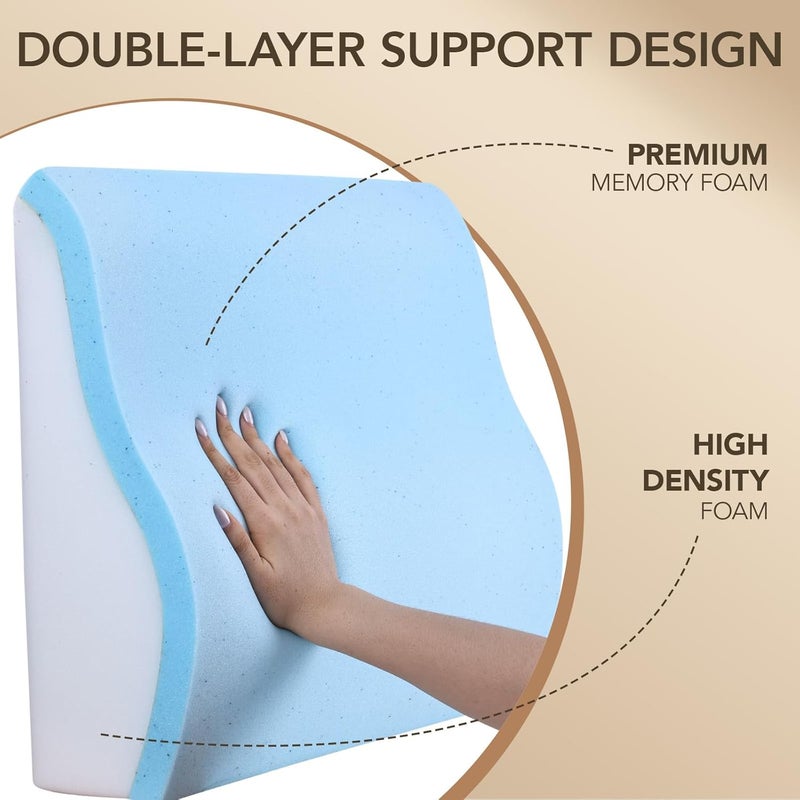SofGlowly Lumbar Support Pillow for Recliner,Large Memory Foam Back Support Cushion for Sofa & Gaming Chair, Ergonomic Backrest Pillow for Elderly, Comfortable Couch Cushion with Machine Washable Cover,Gray - Image 3
