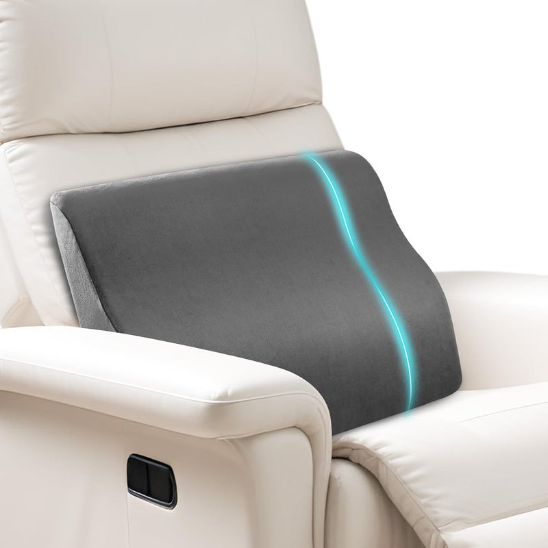 SofGlowly Lumbar Support Pillow for Recliner,Large Memory Foam Back Support Cushion for Sofa & Gaming Chair, Ergonomic Backrest Pillow for Elderly, Comfortable Couch Cushion with Machine Washable Cover,Gray - Image 1