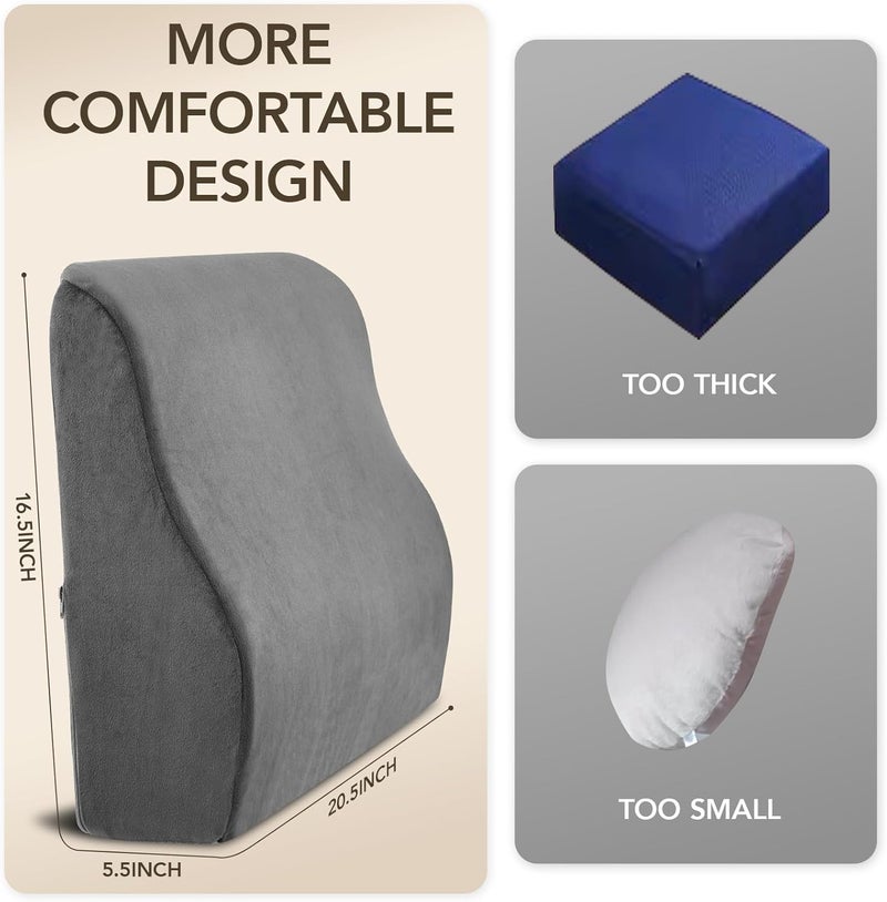 SofGlowly Lumbar Support Pillow for Recliner,Large Memory Foam Back Support Cushion for Sofa & Gaming Chair, Ergonomic Backrest Pillow for Elderly, Comfortable Couch Cushion with Machine Washable Cover,Gray - Image 4