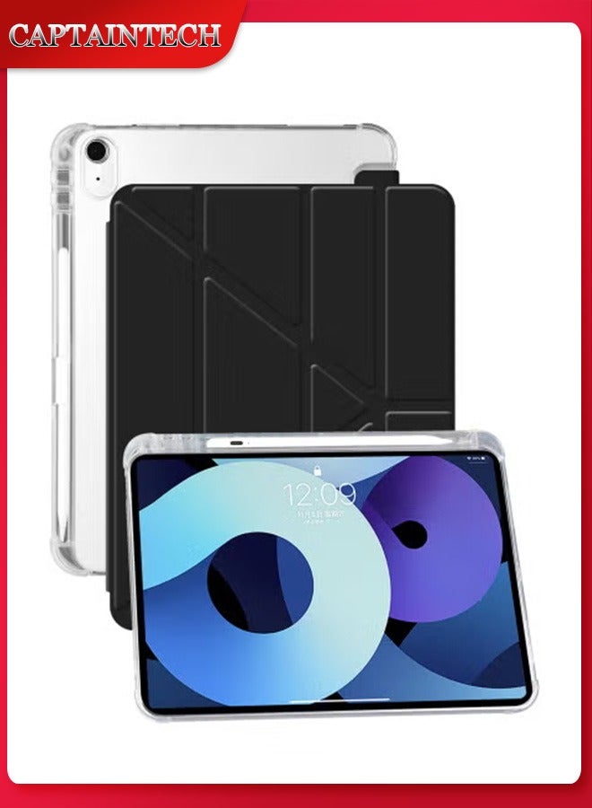 Captaintech Case for iPad Air 6th 11-Inch M2 (2024) iPad Air 5/4 (2022/2020 5th/4th Generation 10.9-Inch) with Pencil Holder, Clear Transparent Back Shell Slim Stand Shockproof Tablet Cover Auto Wake/Sleep - Image 1