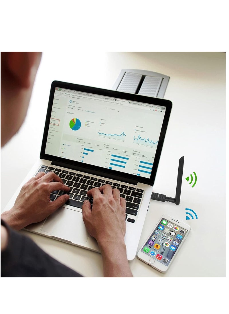 EDUP - USB 3.0 Bluetooth WiFi Adapter AC 1200Mbps with 6dBi Antenna 2.4G/5Ghz Bluetooth 4.1 Receiver Wi-Fi Dongle Wireless Network Adapters for Windows 10/8/8.1/7, Mac OS X 10.6-10.15 - Image 1