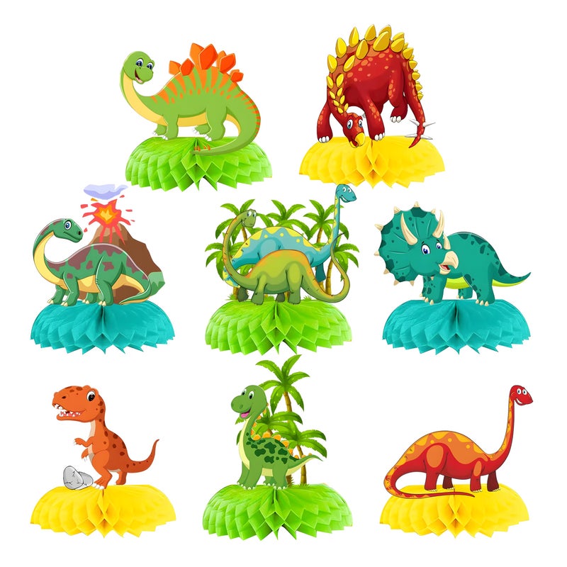 Jamonxi Dinosaur Birthday Party Decorations for 1 2 3 4 5 Year Old Boy Dinosaur Theme Birthday Party Decor Supplies for Girl Honeycomb Centerpiece Table Decorations Colorful and Easy to Assemble - Image 2