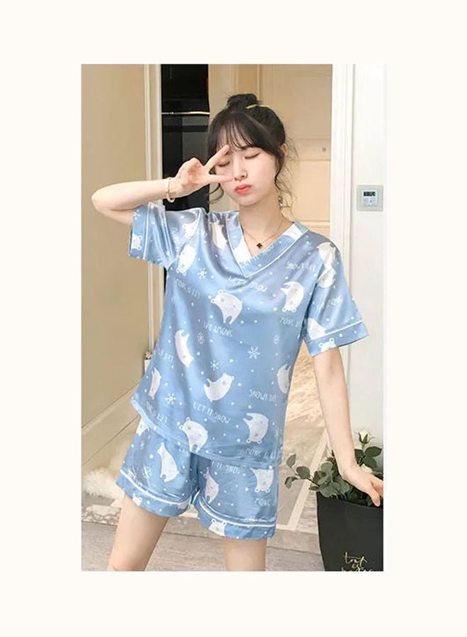 NIBEMINENT 2-Piece Printed Pyjama Set Blue/White  - Image 5