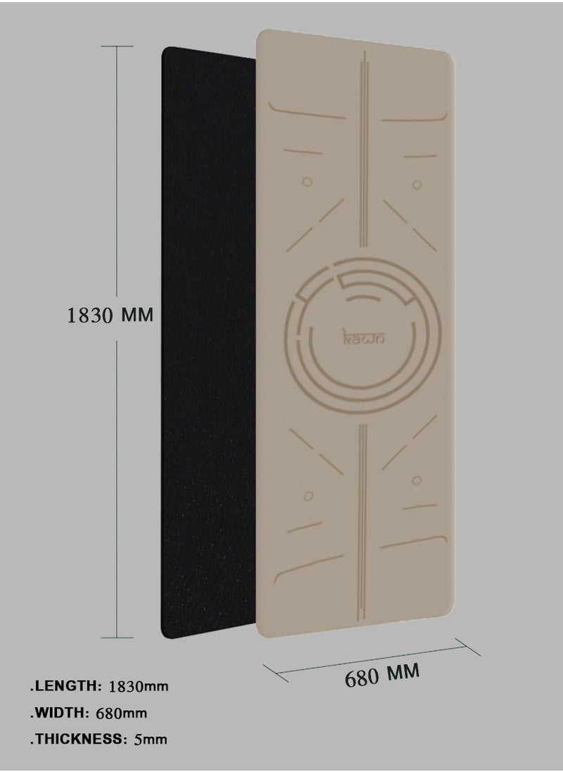KAWN.YOGA - Beige Mat. Non-Slip. Strap Included. High Performance Material Exercise Mat Ideal For Hiit, Plates, Yoga And Other Workouts - Image 1