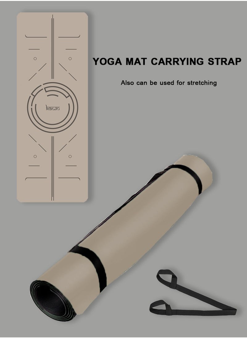 KAWN.YOGA - Beige Mat. Non-Slip. Strap Included. High Performance Material Exercise Mat Ideal For Hiit, Plates, Yoga And Other Workouts - Image 1