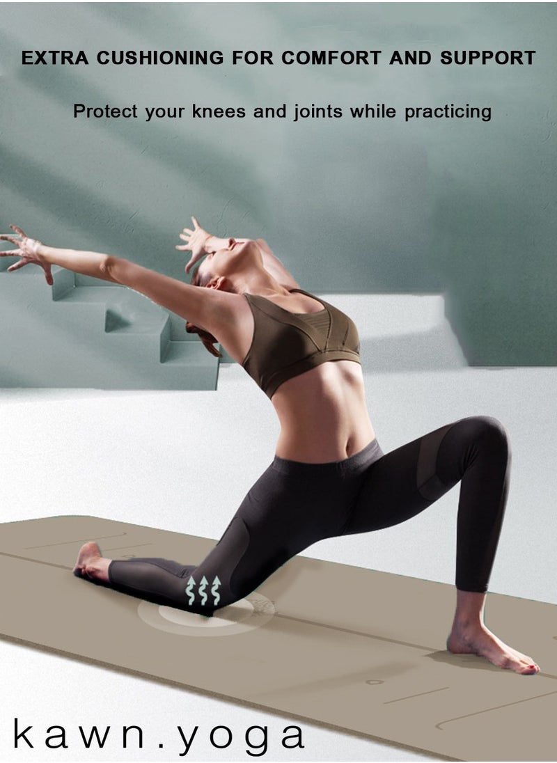KAWN.YOGA - Beige Mat. Non-Slip. Strap Included. High Performance Material Exercise Mat Ideal For Hiit, Plates, Yoga And Other Workouts - Image 1