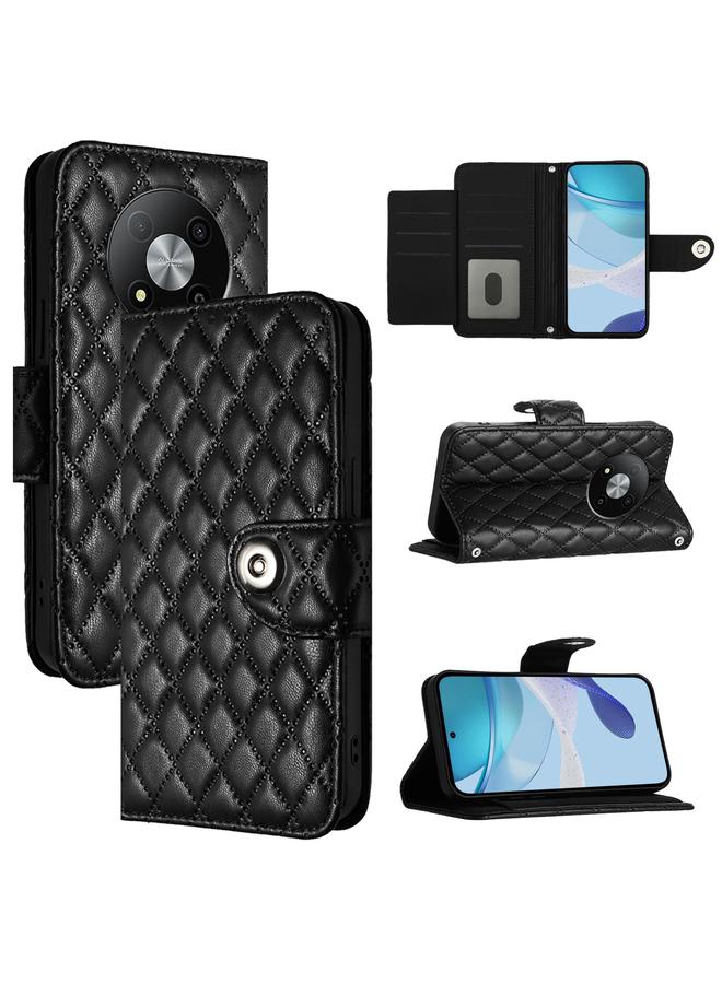The Bros Case For ZTE Blade A73 5G Rhombic Texture Flip Leather Phone Case with Lanyard