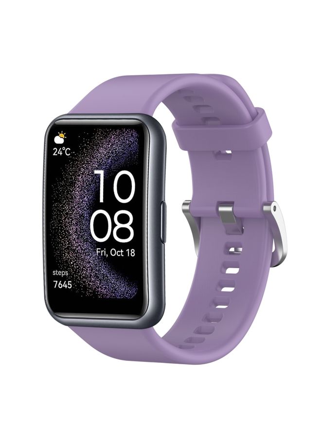 Replacement Strap For Huawei Watch Fit Special Edition Solid Color Silicone Watch Band Light Purple