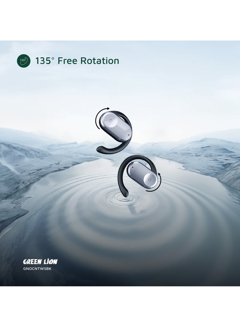 GREEN LION Ocean Open Ear Waterproof Headphones / 135° Free Rotation / Wireless Earbuds / Touch Control / Type-C Charging / 6 hrs Playtime / Hands-Free / Headphones for Gaming with Voice Assistant - Black - Image 5