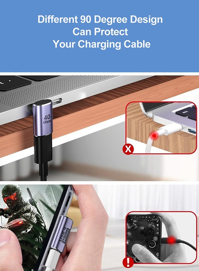 Tersely [3 Pack] 90° USB-C Adapter, USB C Male to Type C Female Right Angle 40Gbps 100W Thunderbolt 3/4/5 Extender for iPhone 17/16/15, MacBook, Steam Deck, Switch & USB-C Laptops - Image 3