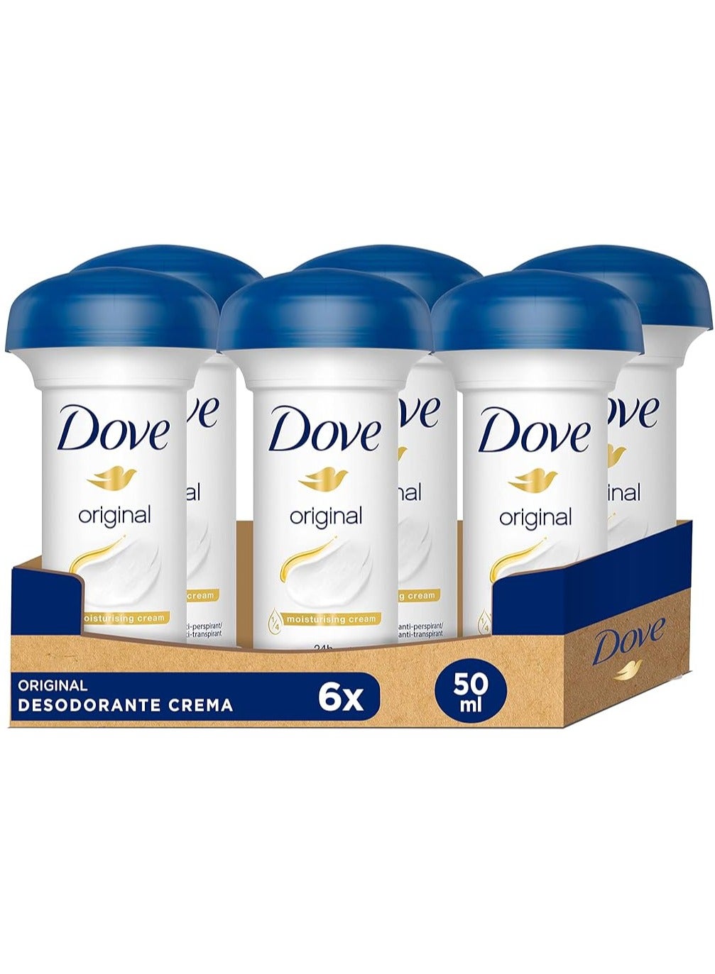 Dove Original Moisturizing Cream Anti-Perspirant Mushroom Deodorant 50ml (Pack of 6)