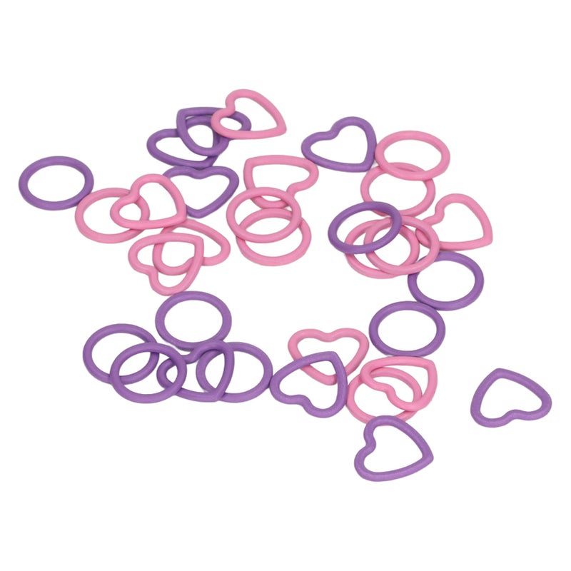 مجموعة 32 علامة لشروط النسيج المنزلية اللون الوردي البنفسجي على شكل دائره وقلب، علامات لشروط الكروشيه المتينة - Image 5