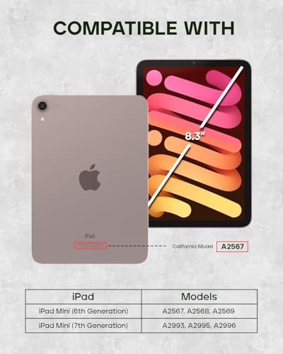 Porter Riley Leather Case for iPad mini 7 Mini 6 83 inch 20242021 Premium Genuine Leather StandCoverFlip Case Pure Black - Image 3