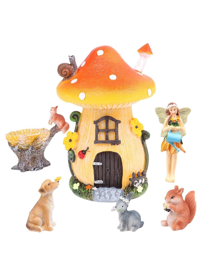 Miniature Fairy Garden Accessories, 6 Pcs Fairy Outdoor Garden Animals Figurines Outdoor Fairy Wild Garden Accessories Resin Wood Mushroom Miniature Garden for Plant Pots Bonsai Craft Decor - Image 1