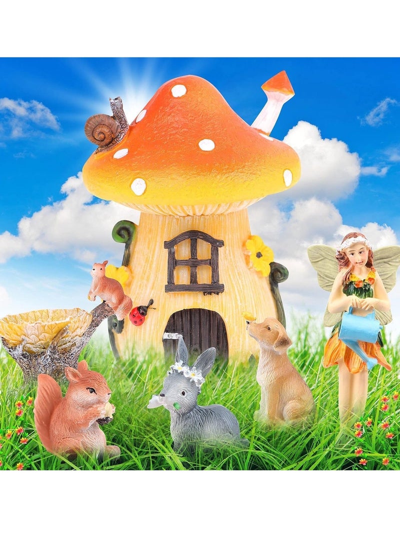 Miniature Fairy Garden Accessories, 6 Pcs Fairy Outdoor Garden Animals Figurines Outdoor Fairy Wild Garden Accessories Resin Wood Mushroom Miniature Garden for Plant Pots Bonsai Craft Decor - Image 2