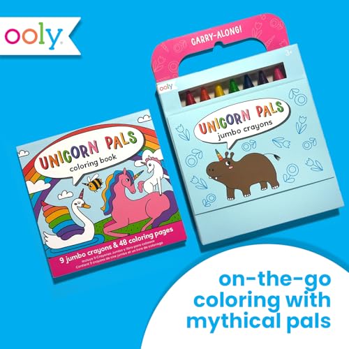 Ooly Travel Art Kit with 9 Jumbo Crayons 48 Themed Coloring Pages Case for Easy Traveling Art Creation Perfect Airplane Road Trip Activities for Kids Unicorn Pals - Image 5