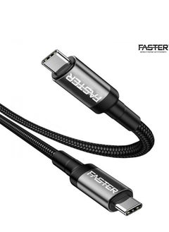 Faster 60W USB-C to C Fast Charging Cable 1 Meter - QC 3.0 Type-C Cable for iPhone, Android, Macbook, Laptop - Braided Long Charger Cable for PD Fast Charging - Thick and Durable  - Image 1