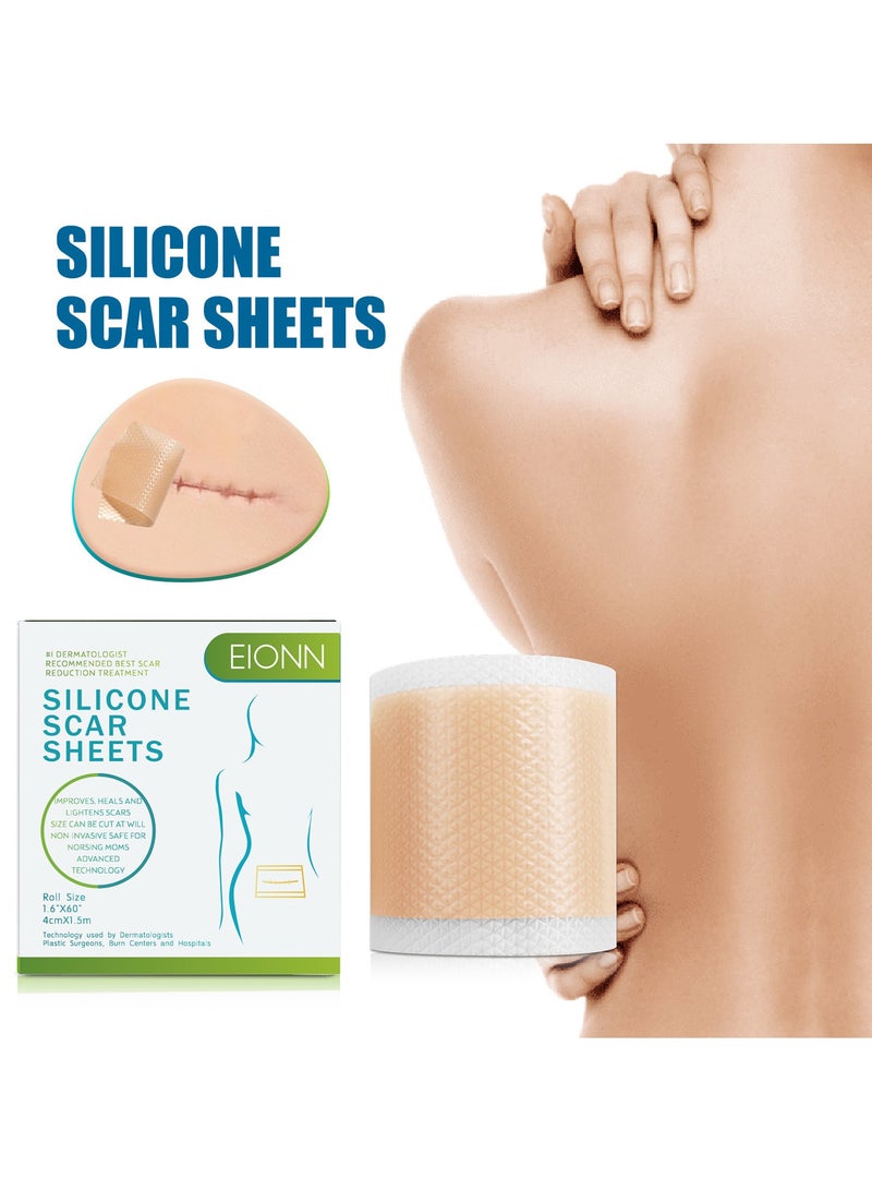 EIONN Silicone Scar Sheets, Fade Scar Sticker, 4cm*1.5m, Efficient Beauty Scars Removal Self-adhesive Acne Burn Repair Soft Silicone - Image 4