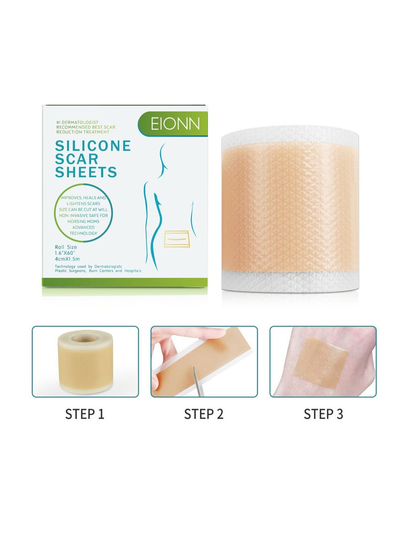 EIONN Silicone Scar Sheets, Fade Scar Sticker, 4cm*1.5m, Efficient Beauty Scars Removal Self-adhesive Acne Burn Repair Soft Silicone - Image 2