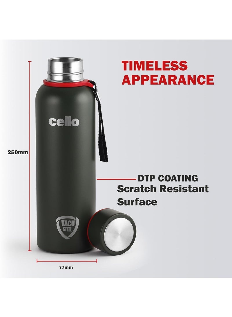 Cello Duro Kent Thermosteel Flask with DTP Coating, 750ml, Military Green - Image 2