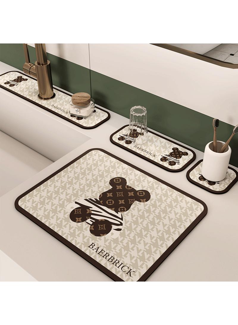 عام مجموعة من 4 الكرتون حوض غسيل المياه ماصة حصيرة الحمام أعلى الجدول صنبور المياه استنزاف حصيرة حوض غسيل بالوعة دياتوم مكافحة سبلاش كوستر - Image 1