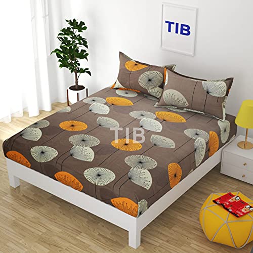 TIB 130 TC Cotton Feel Polycotton King Size Bed Sheet with 2 Pillow Covers, 90X100 Inch - Image 1