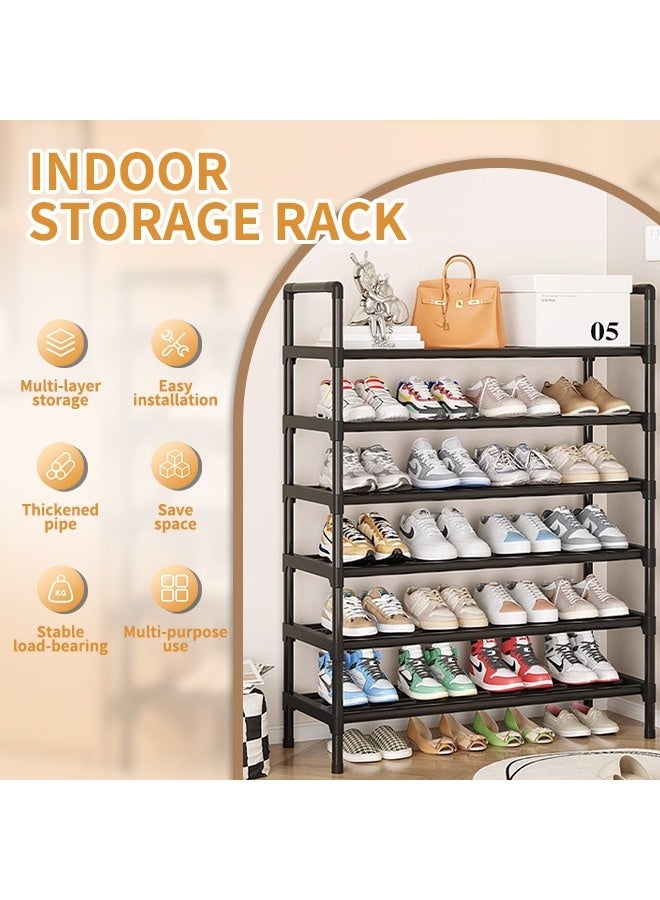 Generic 6-Layer Shoe Rack Stainless Steel Storage Shoe Rack Holder Easy To Assemble, Keep Room Neat Door Space Saving (black)  - Image 2