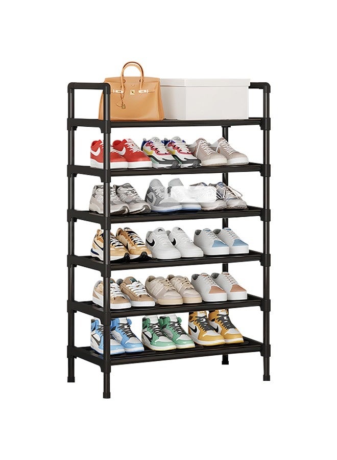 Generic 6-Layer Shoe Rack Stainless Steel Storage Shoe Rack Holder Easy To Assemble, Keep Room Neat Door Space Saving (black)  - Image 3