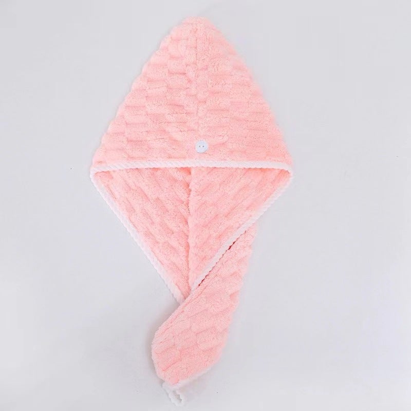 Generic New Cloud Pattern Thick Soft Absorbent Hair Drying Cap Coral powder