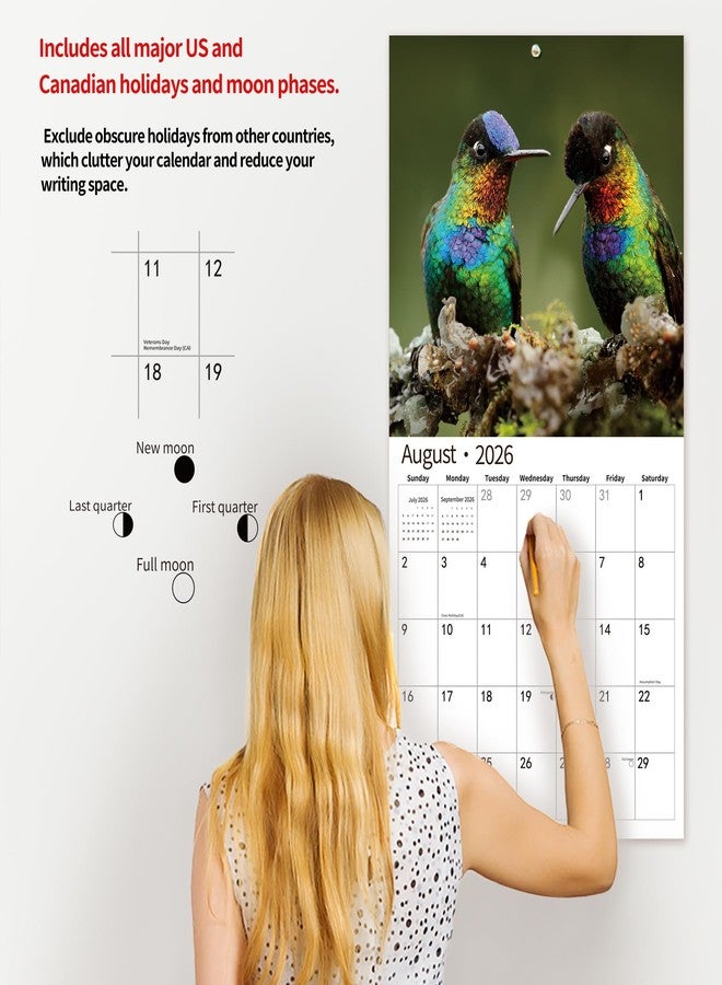 windrio 2026 Wall Calendar,Calendar 2026, November 2025 - December 2026, Wall Calendar Hummingbird, 12" x 24" Opened,Full Page Months Thick & Sturdy Paper for Calendar Organizing & Planning - Image 5