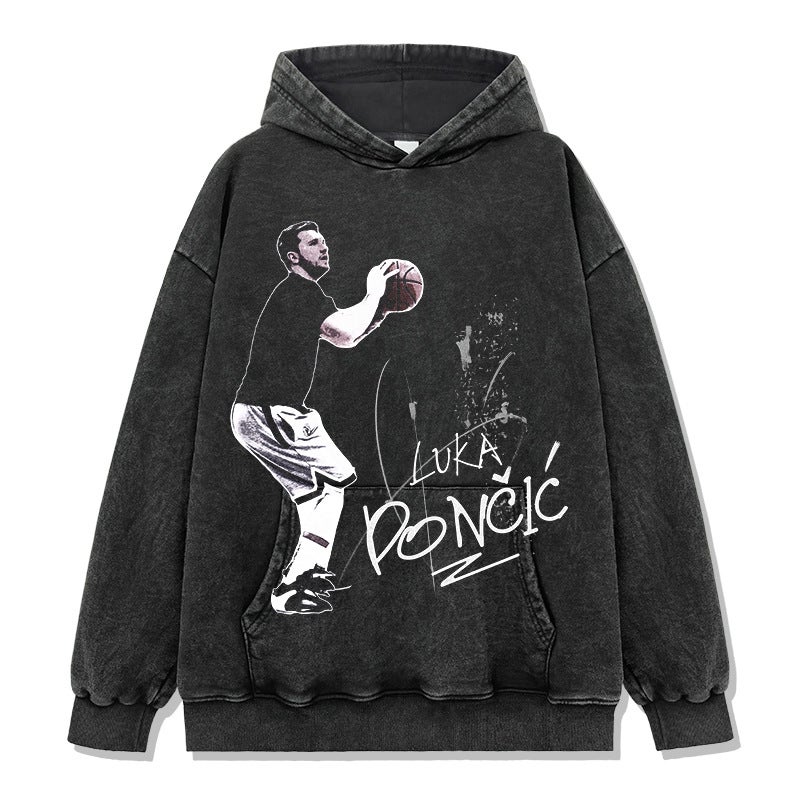 Doncic Luka Doncic Printed Short-Sleeved T-Shirt Heavyweight Long-Sleeved Crew Neck Hooded Sweatshirt Pure Cotton Long-Sleeved T-Shirt For Men - Image 1