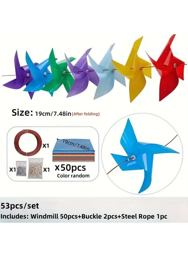 53 Pcs Colorful DIY Windmills Outdoor Decoration For Yards Gardens Halloween Christmas Party - Image 1