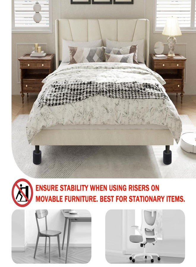 ANNKUT Furniture Risers 2 inch，Round Bed Risers Heavy Duty，Elevation in Heights 1 or 2 Inch for Chair Table and Desk Legs Lifting，Adjustable Bed Lifts Risers(Pack of 4 Riser,Black) - Image 4