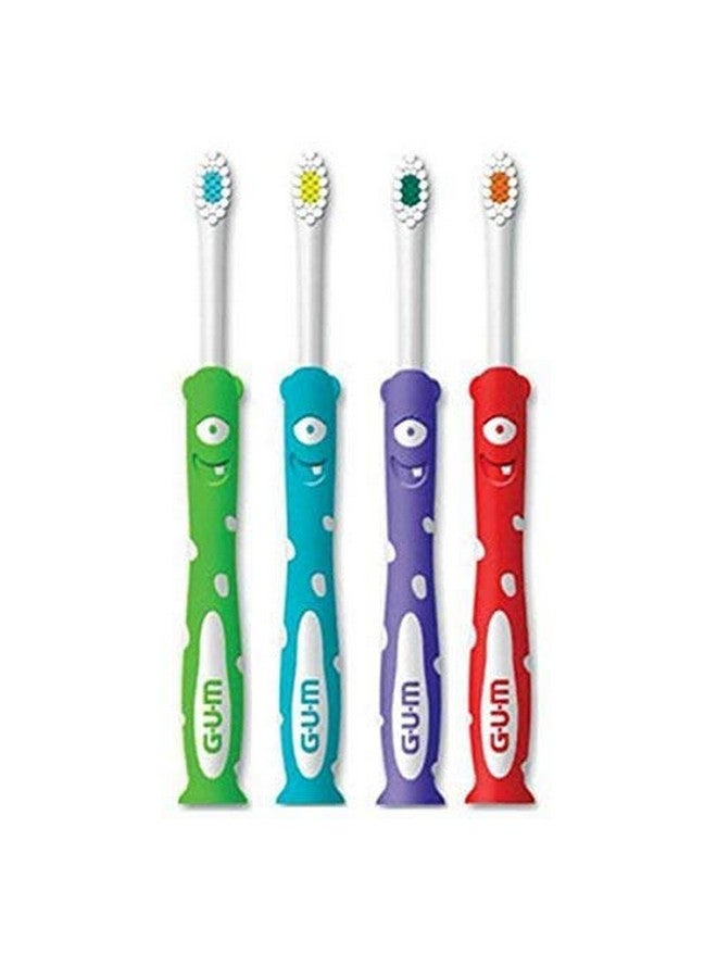 Gum Sunstar Monsterz Kids’ Toothbrush W/Suction Cup, Ages 2+, Assorted Colors, 1 Dozen