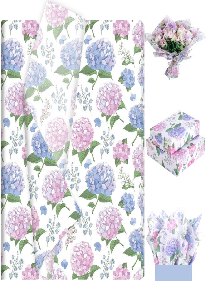 Fabllewavi 100 Sheets Hydrangea Tissue Paper, Coquette Blue Floral Wrapping Paper for Valentine's Day DIY Crafts Gift Wrapping Birthday Wedding Baby Shower Party Supplies, 13.8'' x 19.7'' - Image 1