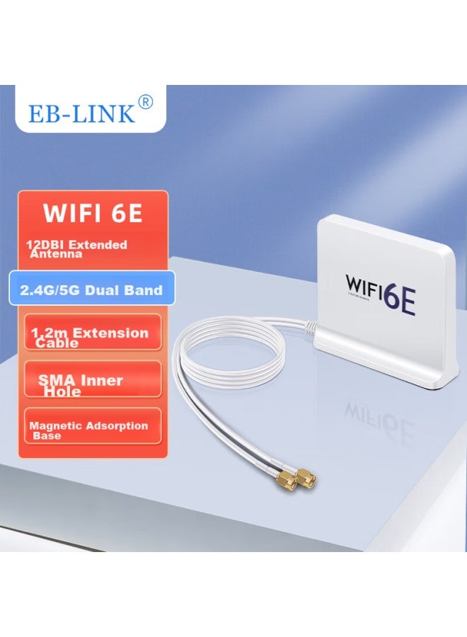 Eb-Link قاعدة هوائي تمديد بطاقة الشبكة اللاسلكية Eb-link Pcie، راوتر Wifi6e مزدوج النطاق 2.4g/5g، SMA عالي الكسب 12db مدمج، 1.2 متر أبيض - Image 1