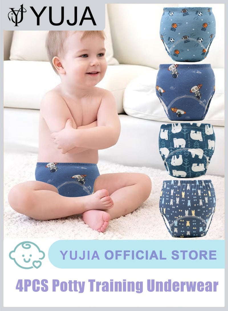 YUJA 4-Pieces Baby Potty Training Pants, Breathable Potty Training Underwear, Toddler Training Underwear for Boy and Girls, Size 100 / 110 - Image 1