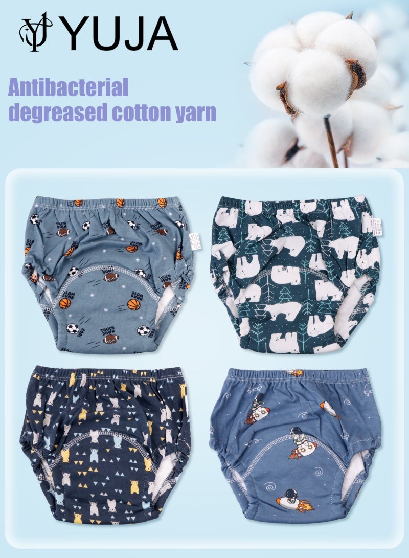 YUJA 4-Pieces Baby Potty Training Pants, Breathable Potty Training Underwear, Toddler Training Underwear for Boy and Girls, Size 100 / 110 - Image 3
