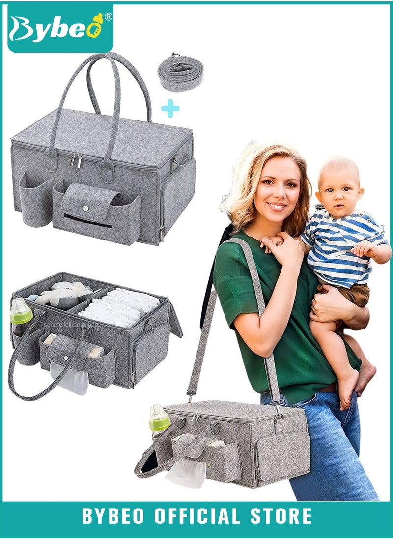 Bybeo Baby Diaper Caddy Organizer, Portable Diapers Storage Bag with Roll Lid and Removable Dividers for Changing Table or Car, Travel-Friendly  - Image 1