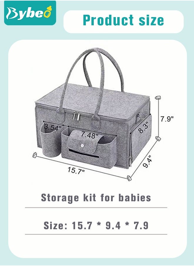 Bybeo - Baby Diaper Caddy Organizer, Portable Diapers Storage Bag with Roll Lid and Removable Dividers for Changing Table or Car, Travel-Friendly - Image 1