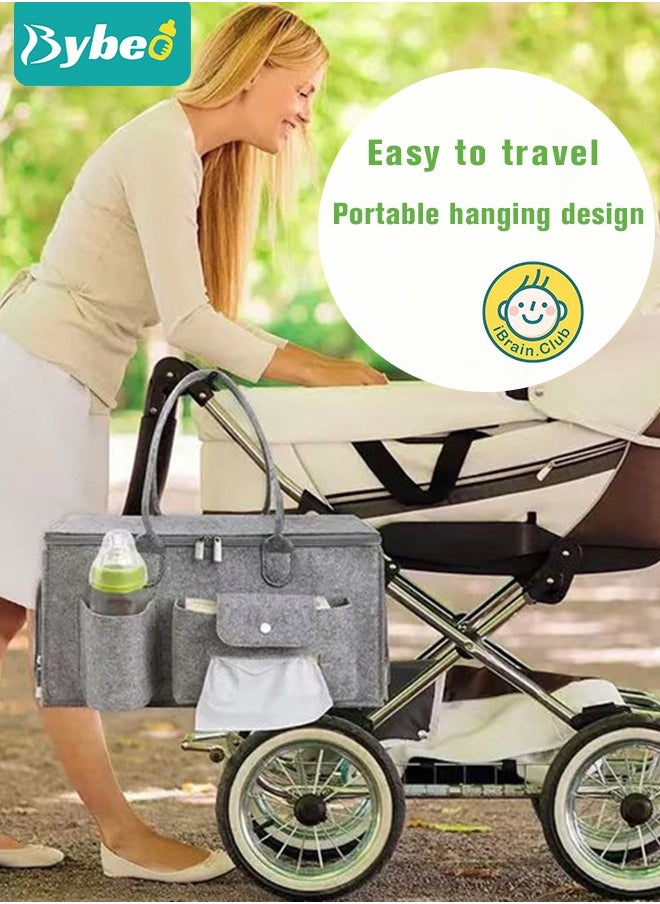 Bybeo Baby Diaper Caddy Organizer, Portable Diapers Storage Bag with Roll Lid and Removable Dividers for Changing Table or Car, Travel-Friendly  - Image 5