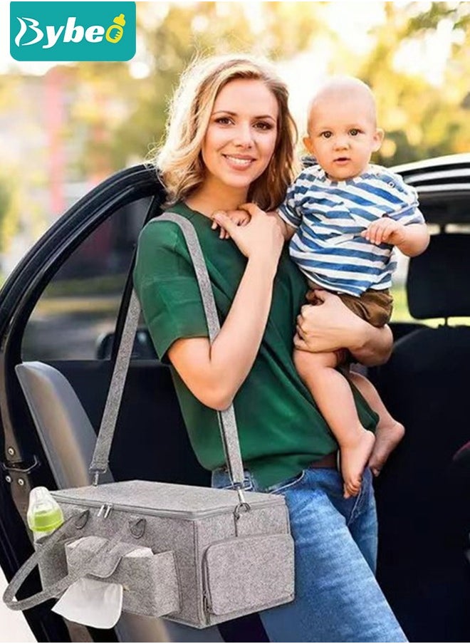 Bybeo Baby Diaper Caddy Organizer, Portable Diapers Storage Bag with Roll Lid and Removable Dividers for Changing Table or Car, Travel-Friendly  - Image 3