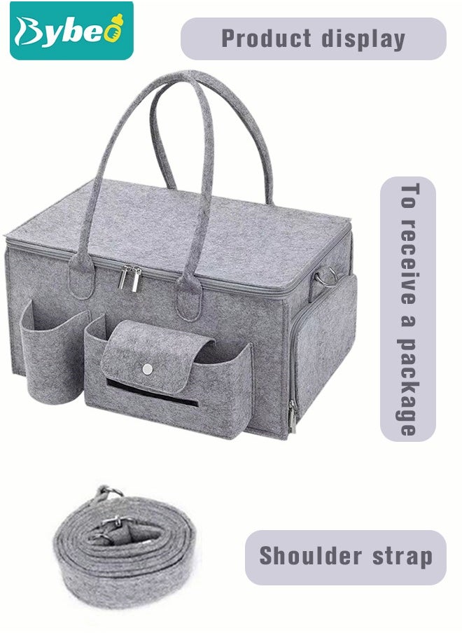 Bybeo Baby Diaper Caddy Organizer, Portable Diapers Storage Bag with Roll Lid and Removable Dividers for Changing Table or Car, Travel-Friendly  - Image 2