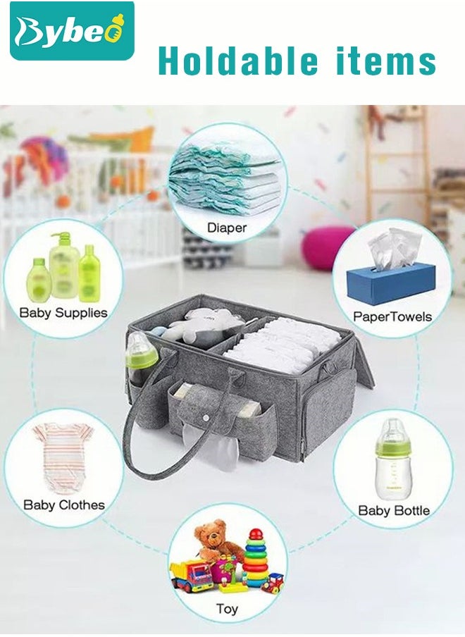 Bybeo - Baby Diaper Caddy Organizer, Portable Diapers Storage Bag with Roll Lid and Removable Dividers for Changing Table or Car, Travel-Friendly - Image 1