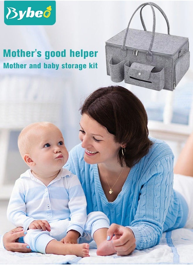 Bybeo Baby Diaper Caddy Organizer, Portable Diapers Storage Bag with Roll Lid and Removable Dividers for Changing Table or Car, Travel-Friendly  - Image 4