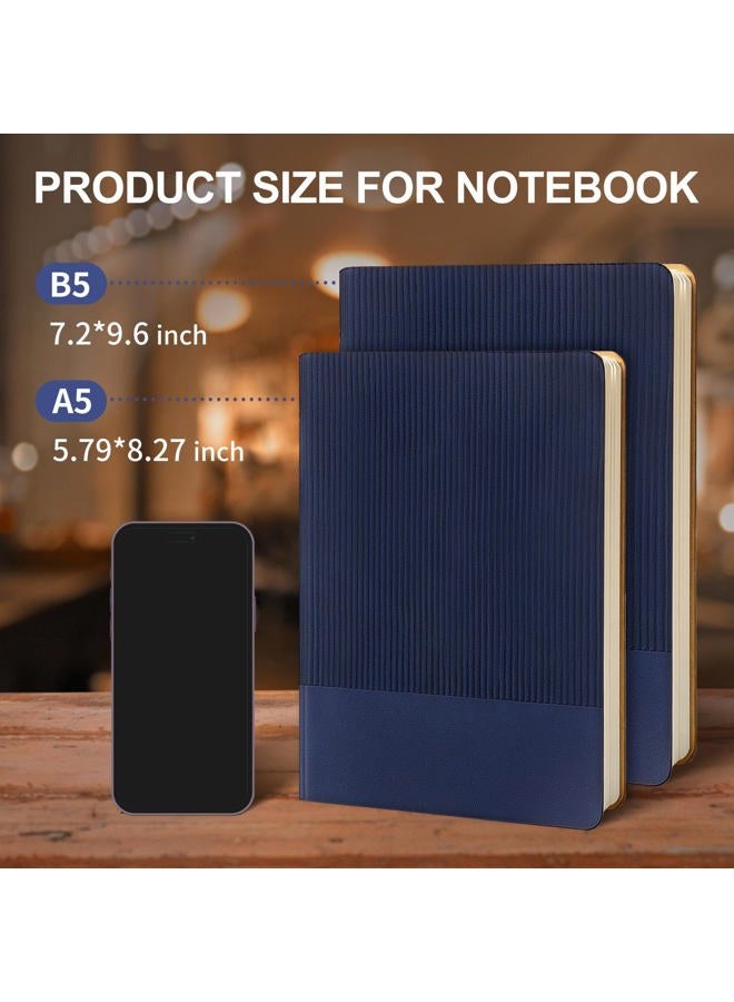 TSFPapier Lined Ruled Journal Notebook B5 80 Sheets / 160 Pages 100 GSM Thick Paper Hardcover Leather Journal Notebook for Women Men Work Office School Writing,7.2"x9.6" Dark Blue - Image 2