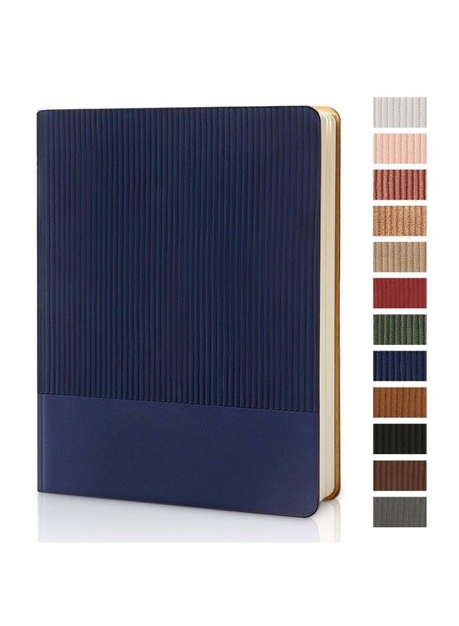 TSFPapier Lined Ruled Journal Notebook B5 80 Sheets / 160 Pages 100 GSM Thick Paper Hardcover Leather Journal Notebook for Women Men Work Office School Writing,7.2"x9.6" Dark Blue - Image 1