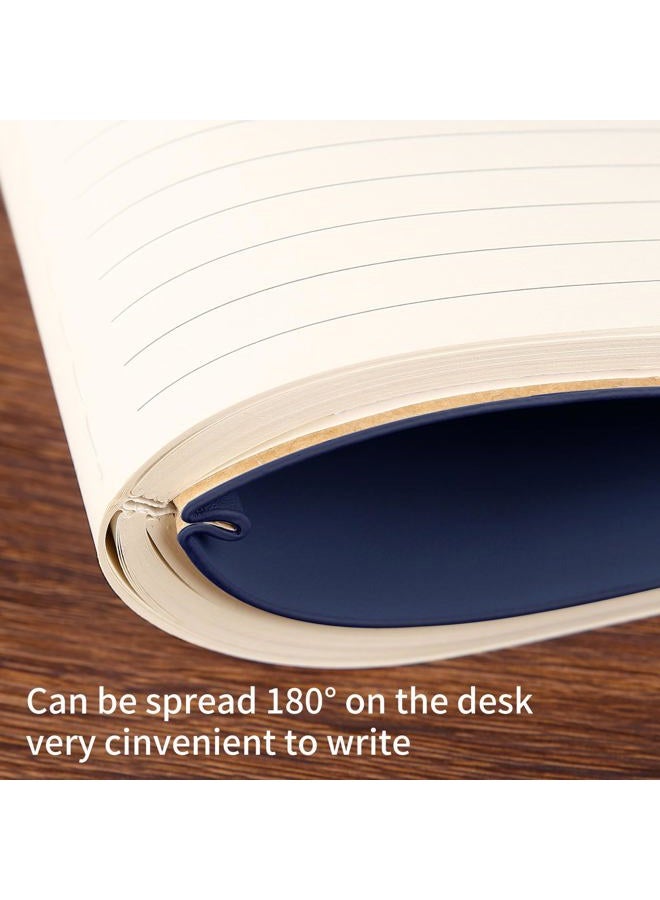 TSFPapier Lined Ruled Journal Notebook B5 80 Sheets / 160 Pages 100 GSM Thick Paper Hardcover Leather Journal Notebook for Women Men Work Office School Writing,7.2"x9.6" Dark Blue - Image 5