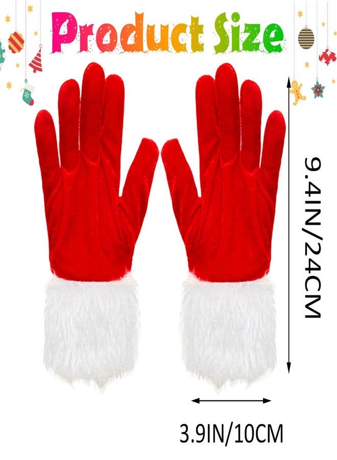 Latious Velvet Christmas Gloves Red Short Santa Costume Gloves Xmas Furry accessories for Women and Girls - Image 3