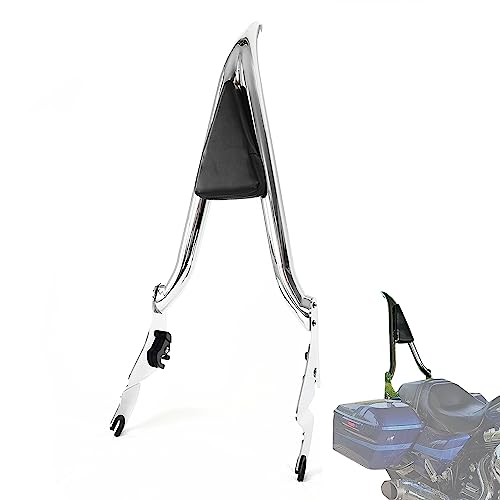 Fjpacemt Chrome Detachable Sissy Bar Passenger Backrest Rear Pad for Harley Davidson Touring Models 2009-2025 Street Glide Road Glide Electra Glide Road King [26"Tall] - Image 1